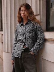 Grey Animal Print Lightweight Utility Shirt - Image 3 of 8