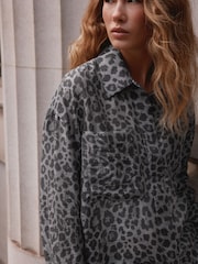 Grey Animal Print Lightweight Utility Shirt - Image 5 of 8