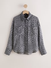 Grey Animal Print Lightweight Utility Shirt - Image 6 of 8
