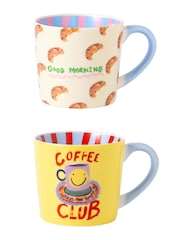 Eleanor Bowmer Multi Good Morning Croissant & Coffee Club Mug Set - Image 1 of 5
