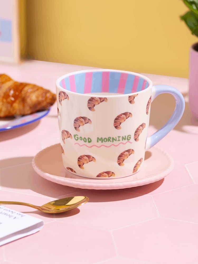 Eleanor Bowmer Multi Good Morning Croissant & Coffee Club Mug Set - Image 2 of 5 Eleanor Bowmer Multi Good Morning Croissant & Coffee Club Mug Set - Image 2 of 5