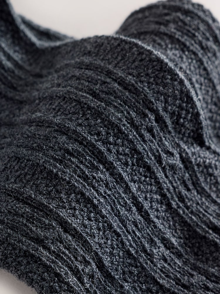 Charcoal Grey Longer Length Cotton Rich Cable Tights - Image 3 of 3 Charcoal Grey Longer Length Cotton Rich Cable Tights - Image 3 of 3