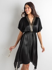Pour Moi Black Sequin Placket Kaftan - Image 1 of 2