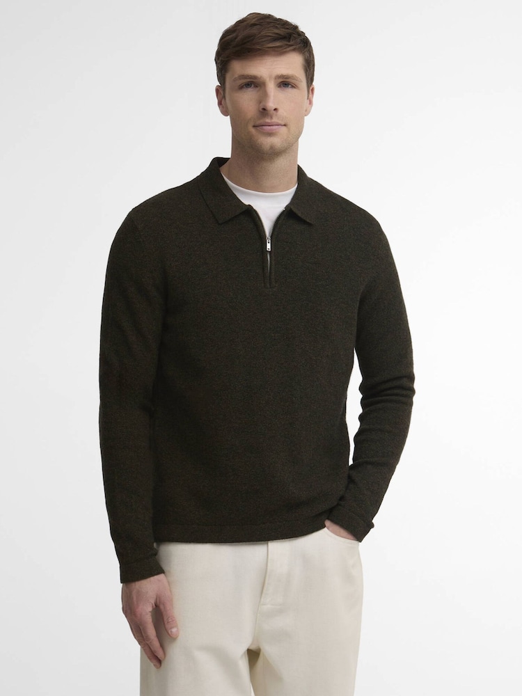 Barbour® Green Bearsted Knitted Zip Jumper - Image 1 of 5 Barbour® Green Bearsted Knitted Zip Jumper - Image 1 of 5