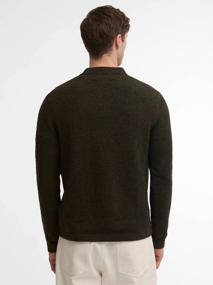 Barbour® Green Bearsted Knitted Zip Jumper - Image 2 of 5 Barbour® Green Bearsted Knitted Zip Jumper - Image 2 of 5