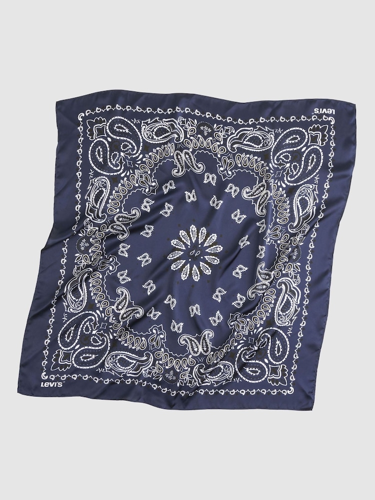 Levi's® Blue Satin Bandana Scarf - Image 1 of 3 Levi's® Blue Satin Bandana Scarf - Image 1 of 3