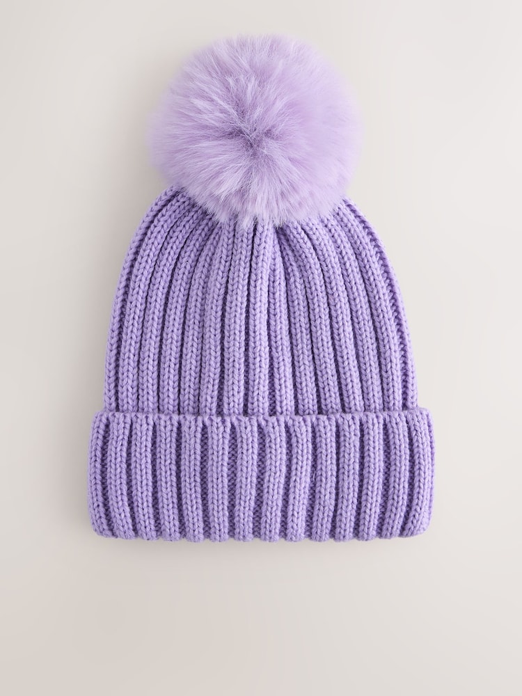 Yasəmən Bənövşəyi - Rib Pom Beanie (3ay-16il) - 3şəkildən 1 şəkil