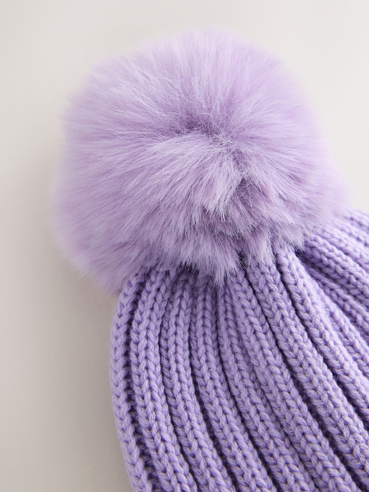 Yasəmən Bənövşəyi - Rib Pom Beanie (3ay-16il) - 3şəkildən 2 şəkil