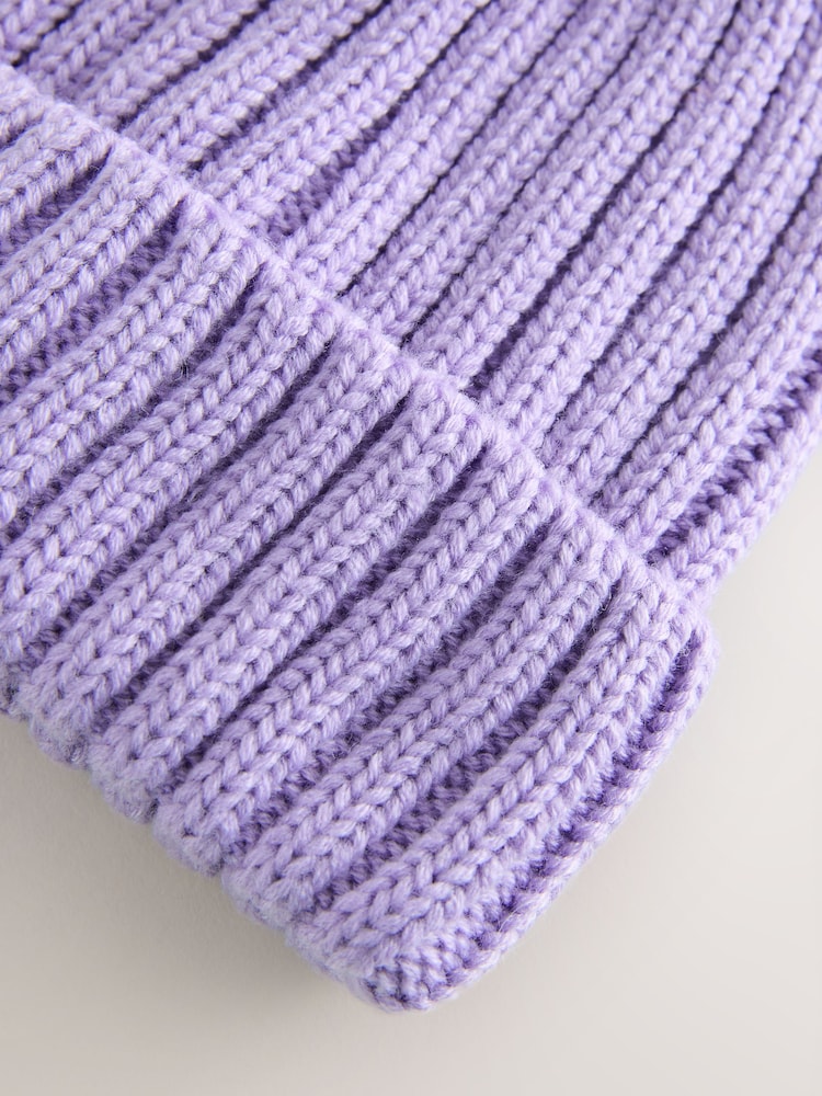 Yasəmən Bənövşəyi - Rib Pom Beanie (3ay-16il) - 3şəkildən 3 şəkil