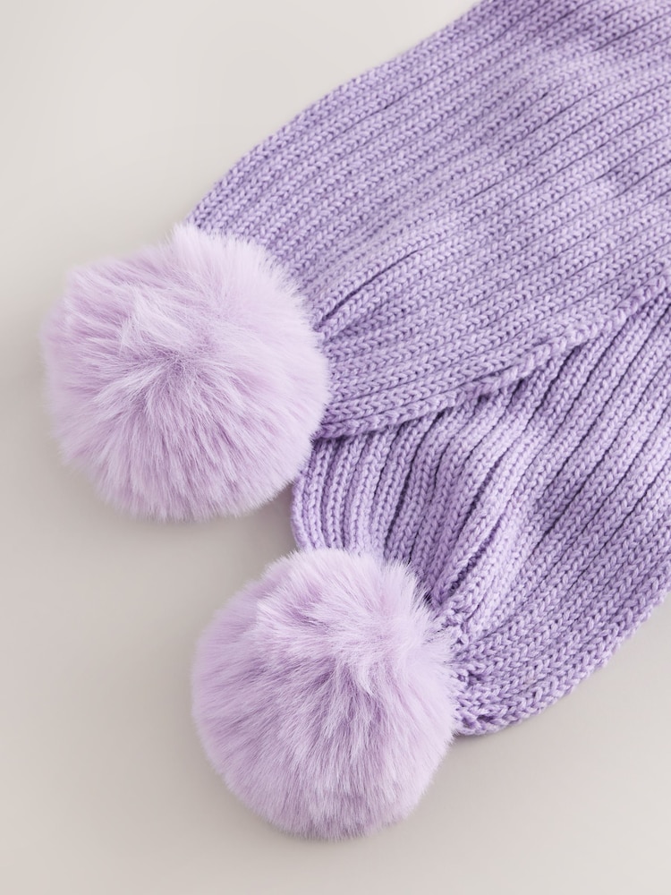 Yasəmən Bənövşəyi - Rib Pom Scarf (3-16yrs) - 3şəkildən 3 şəkil Yasəmən Bənövşəyi - Rib Pom Scarf (3-16yrs) - 3şəkildən 3 şəkil