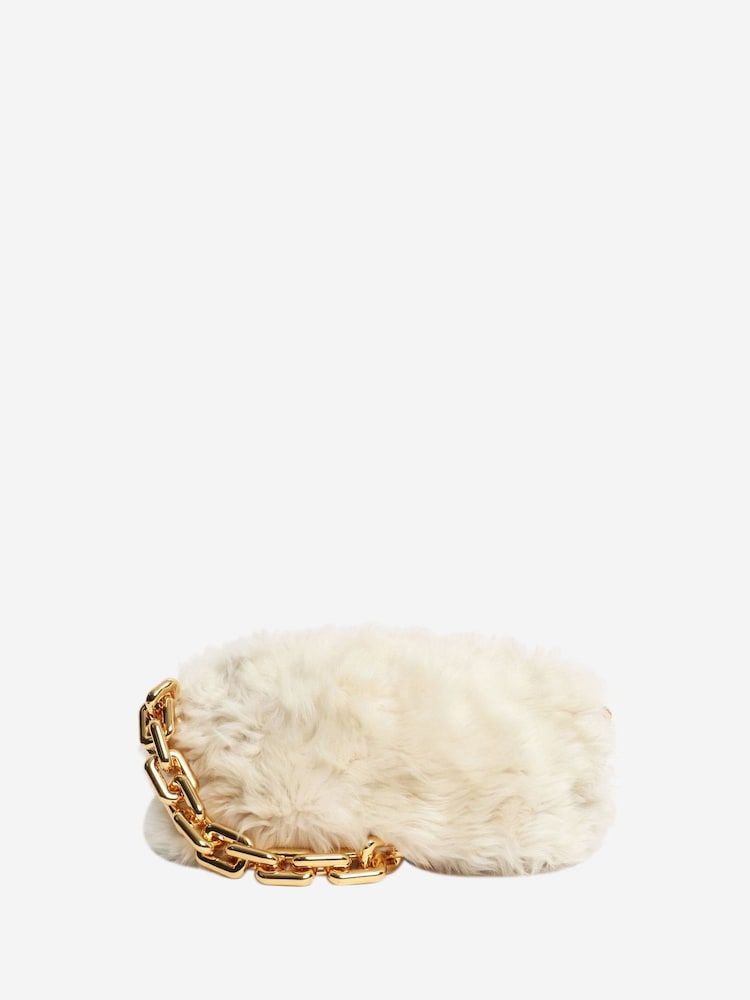 Sign of the Times Bottega Veneta Shearling Cream Bag With Gold Chain - Image 1 of 6