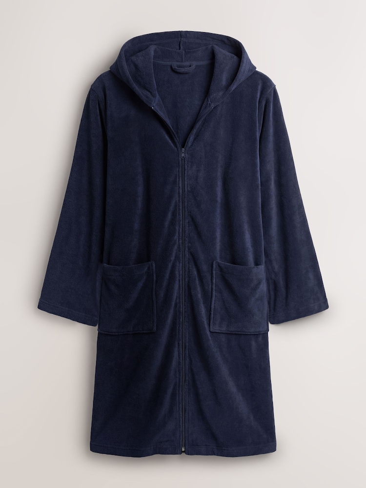 Slate Grey Zip Up Borg Dressing Gown - Image 1 of 1