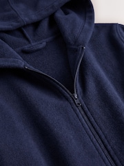 Navy Zip Up Borg Dressing Gown - Image 3 of 4