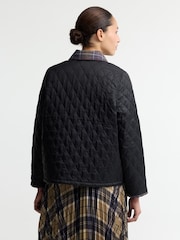 Barbour® Black Icons Tartan Collar Cropped Liddesdale Quilted Jacket - Image 4 of 5