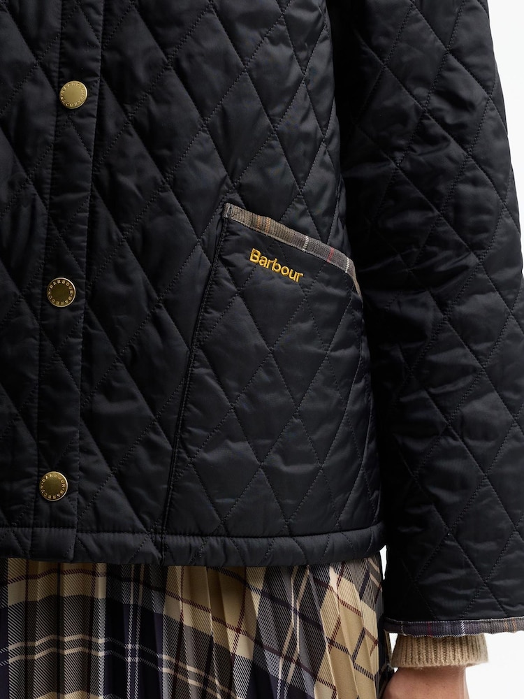 Barbour® Black Icons Tartan Collar Cropped Liddesdale Quilted Jacket - Image 5 of 5