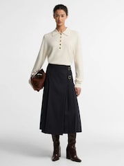 Barbour® Blue Delilah Midi Kilt Skirt - Image 1 of 7