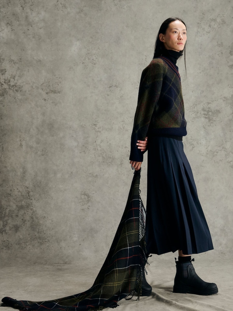 Barbour® Blue Delilah Midi Kilt Skirt - Image 2 of 7