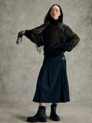 Barbour® Blue Delilah Midi Kilt Skirt - Image 3 of 7