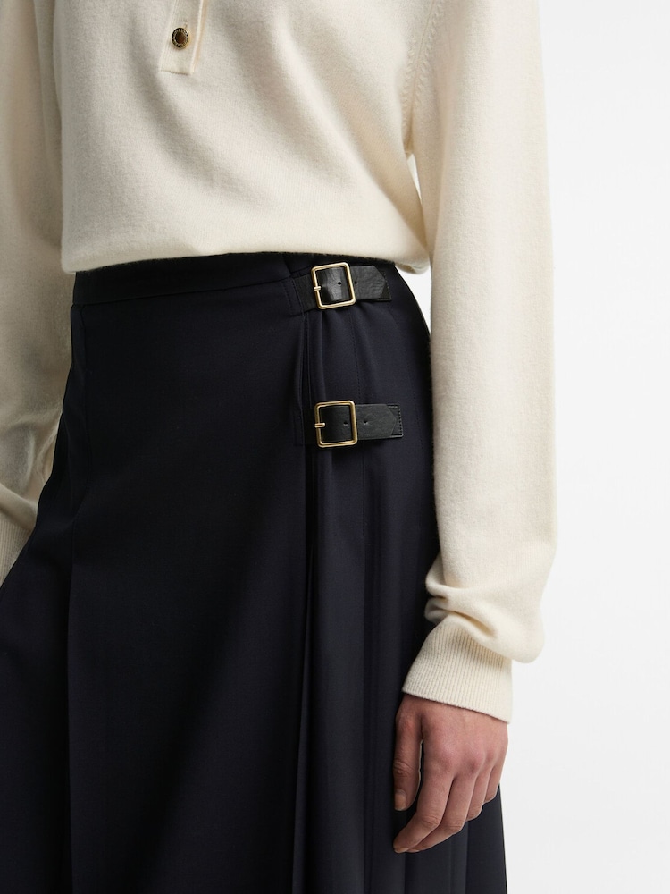 Barbour® Blue Delilah Midi Kilt Skirt - Image 7 of 7