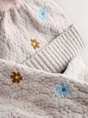 Mink Pink Flower Beanie and Snood Set (1-16yrs) - Image 2 of 4