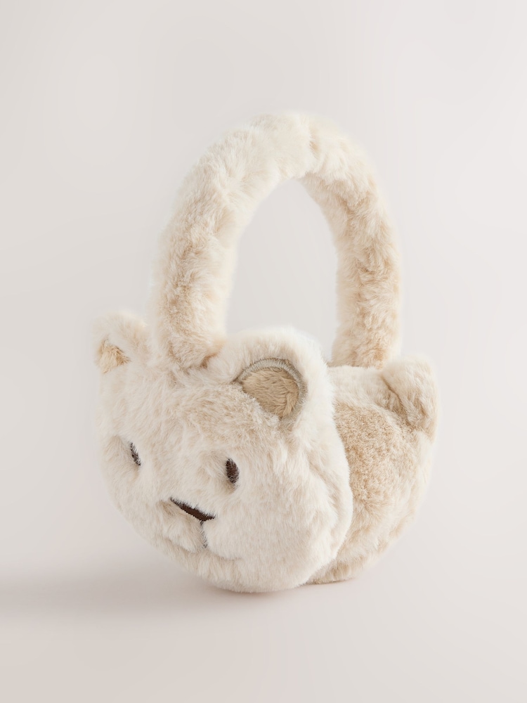 Ecru Bear Novelty Earmuff - Image 1 of 3 Ecru Bear Novelty Earmuff - Image 1 of 3