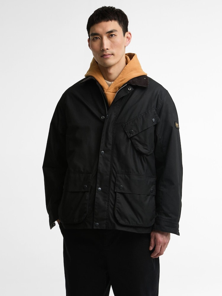 Barbour International Black Brake Line Wax Jacket - Image 1 of 8