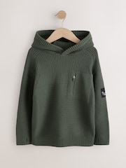 Green Utility Knitted Hoodie (3-16yrs) - Image 1 of 4