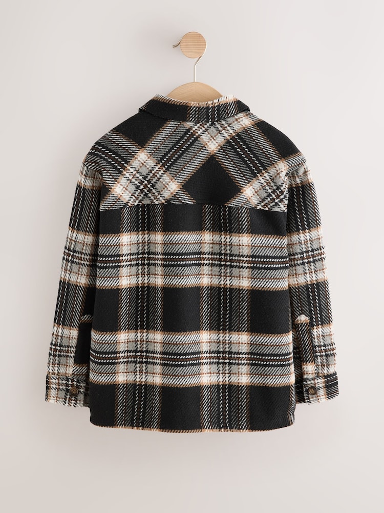 Black/White Check Jersey Lined Overshirt (3-16yrs) - Image 2 of 5 Black/White Check Jersey Lined Overshirt (3-16yrs) - Image 2 of 5