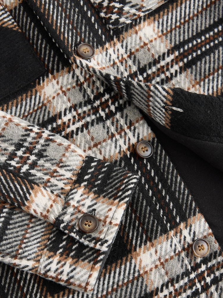 Black/White Check Jersey Lined Overshirt (3-16yrs) - Image 5 of 5 Black/White Check Jersey Lined Overshirt (3-16yrs) - Image 5 of 5