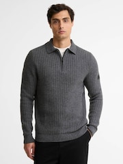 Barbour International Grey Oxham Half Zip Jumper - Image 1 of 5