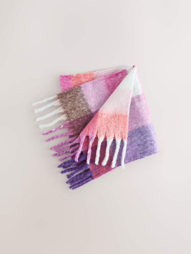 Pink Check Brushed Scarf (3-16yrs) - Image 1 of 3