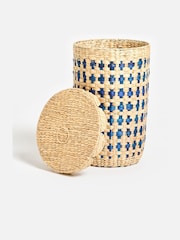 Oliver Bonas Green Cross Weave Laundry Basket - Image 2 of 5