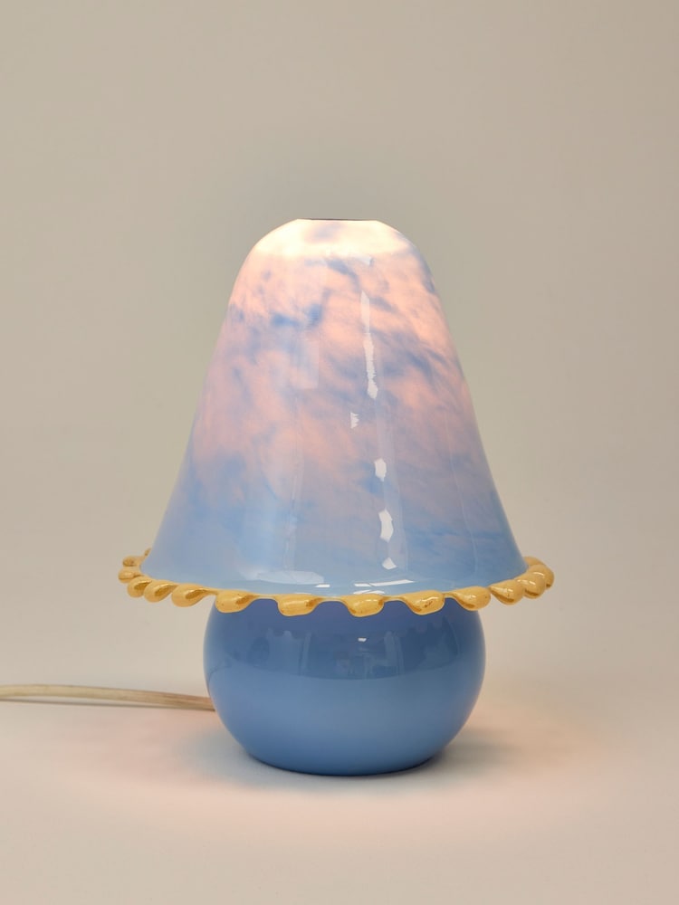 Oliver Bonas Blue Addi Small Sculptural Glass Table Lamp - Image 1 of 4