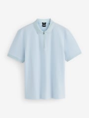 BOSS Blue Regular-Fit Zip Neck Polo Shirt - Image 1 of 1