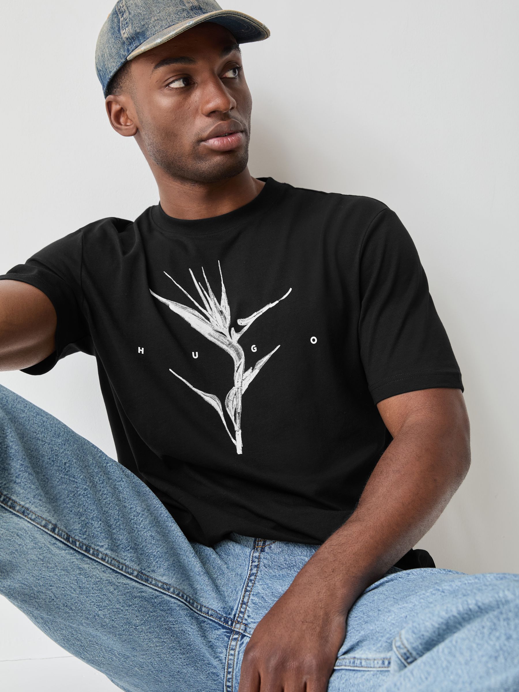 Buy HUGO Black Darise Regular Fit Graphic T-Shirt from Next USA