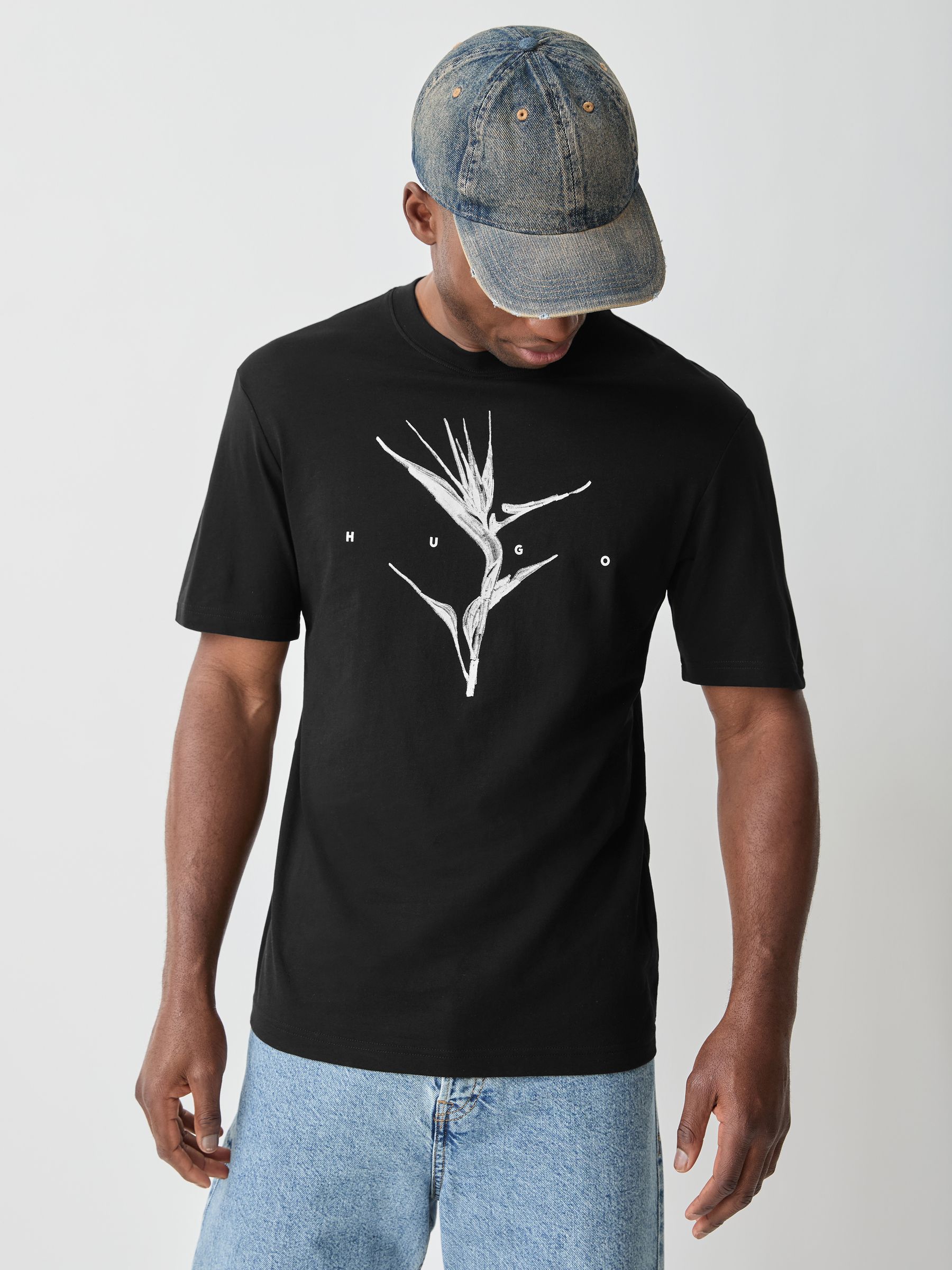 Buy HUGO Black Darise Regular Fit Graphic T-Shirt from Next USA