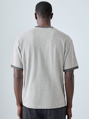 BOSS Grey Regular Fit Logo Tipped Detail T-Shirt - Image 2 of 5