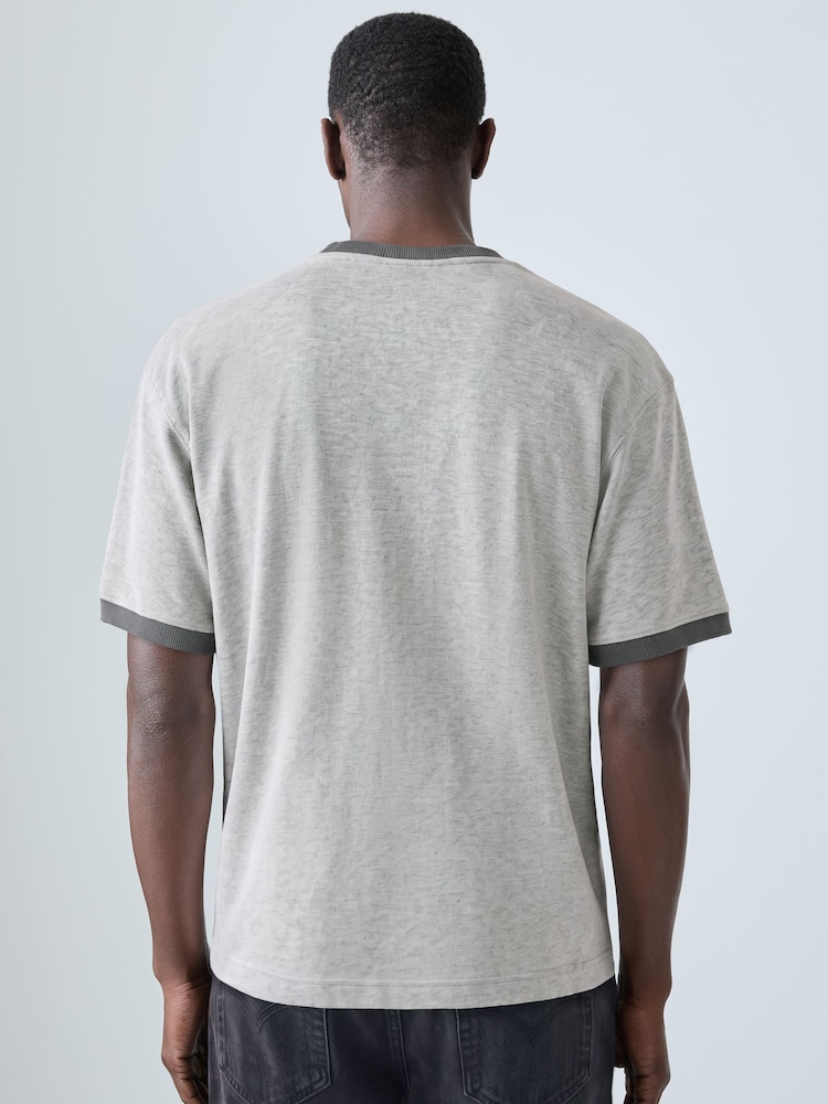 BOSS Grey Regular Fit Logo Tipped Detail T-Shirt - Image 2 of 5 BOSS Grey Regular Fit Logo Tipped Detail T-Shirt - Image 2 of 5