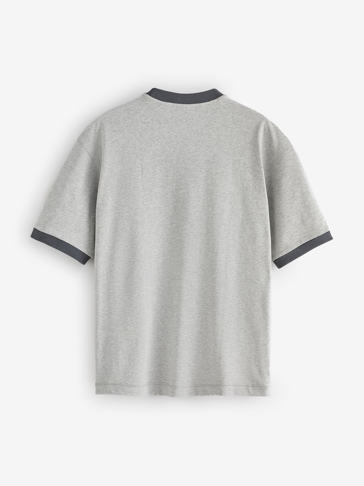 BOSS Grey Regular Fit Logo Tipped Detail T-Shirt - Image 5 of 5 BOSS Grey Regular Fit Logo Tipped Detail T-Shirt - Image 5 of 5