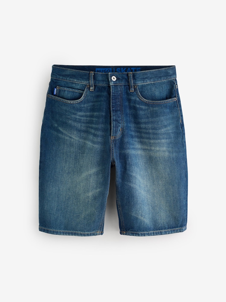 HUGO Blue Denim Skate Shorts - Image 5 of 5 HUGO Blue Denim Skate Shorts - Image 5 of 5