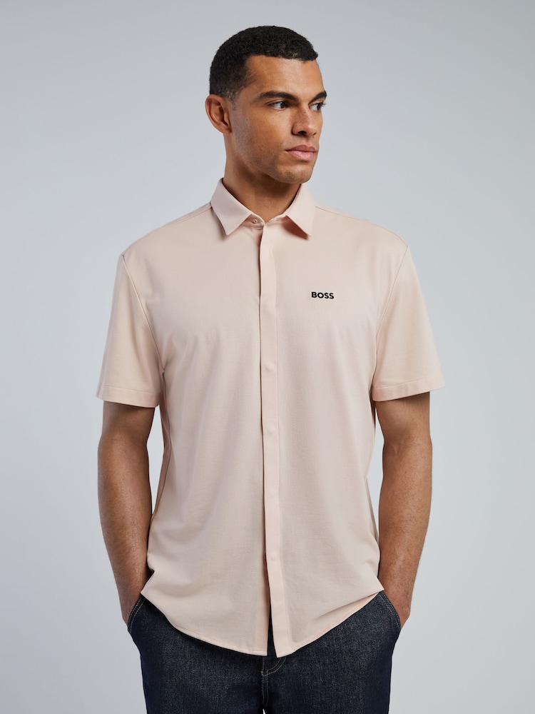 BOSS Orange Regular-Fit Short Sleeve Stretch Shirt - Image 1 of 5 BOSS Orange Regular-Fit Short Sleeve Stretch Shirt - Image 1 of 5
