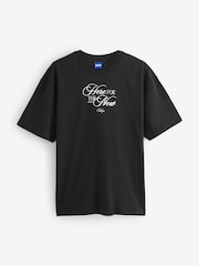 HUGO Black Oversized Graphic T-Shirt - Image 1 of 1