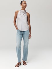 Silver Satin Halterneck Top - Image 2 of 6