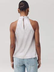 Silver Satin Halterneck Top - Image 4 of 6
