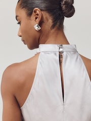 Silver Satin Halterneck Top - Image 5 of 6