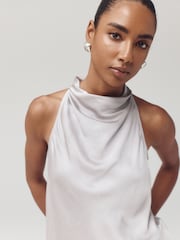 Silver Satin Halterneck Top - Image 6 of 6