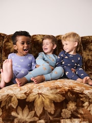 Blue/Green/Navy Animal Mini Print Snuggle Pyjamas 3 Pack (9mths-10yrs) - Image 2 of 4
