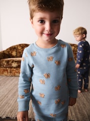 Blue/Green/Navy Animal Mini Print Snuggle Pyjamas 3 Pack (9mths-10yrs) - Image 4 of 4