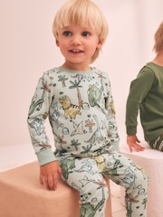 Green/Orange Dino Sketch Snuggle Pyjamas 3 Pack (9mths-8yrs) - Image 3 of 9