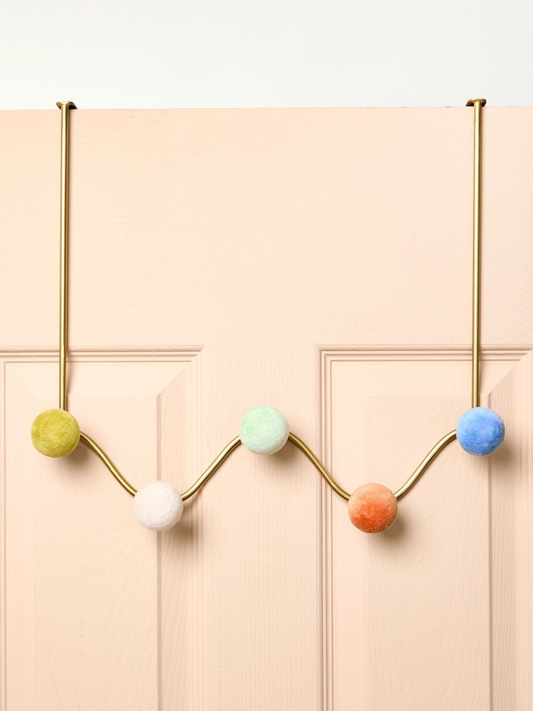 Oliver Bonas Gold Velvet Over Door Storage Hooks - Image 1 of 4 Oliver Bonas Gold Velvet Over Door Storage Hooks - Image 1 of 4
